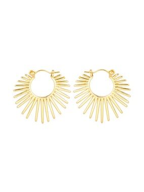 Gold Sunburst Hoop Earrings - Women Jewelry